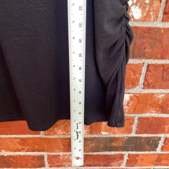 Gap Womens 2X Black Ruched Shide Wide Flare Sleeve Casual Dress - Picture 7 of 8